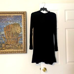 Long sleeve, black dress.